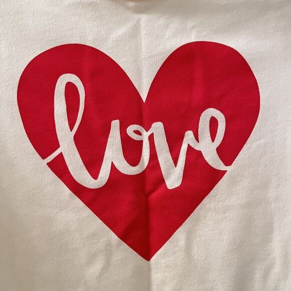 Old Navy Ivory Red Heart Love Sweatshirt Lightweight 3/4 Sleeve Girls Size 5T - Picture 4 of 8